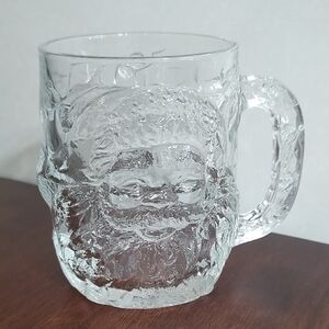 Glass Santa Claus Clear Mug Holly Glass Christmas Holiday
